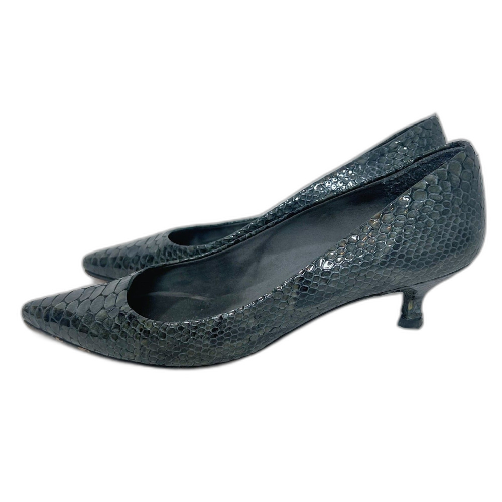 Y2k Stuart Weitzman Grey Python Snakeprint Leathe… - image 1